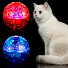 Sratte 2 Pcs Cat Ball Ghost Hunting Light up Cat Balls Toys Motion LED Motion Activated Flash Cat Ball Glowing Lighted Dog Interactive Toys Pet Glowing Ball(Rose Red Light Blue)