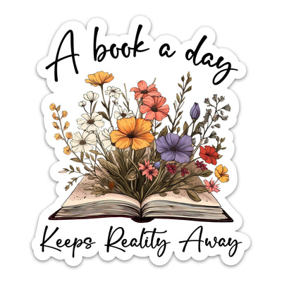 (3PCs) A Book A Day Keeps Reality Away Sticker Reading Bookish 3
