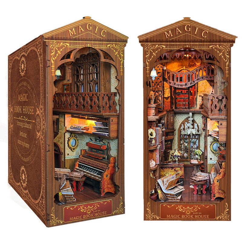 Spilay DIY Book Nook KitDIY Dollhouse Booknook Bookshelf Insert Decor AlleyBookends Model Build kitHandmade Crafts Gifts for Birthday Christmas