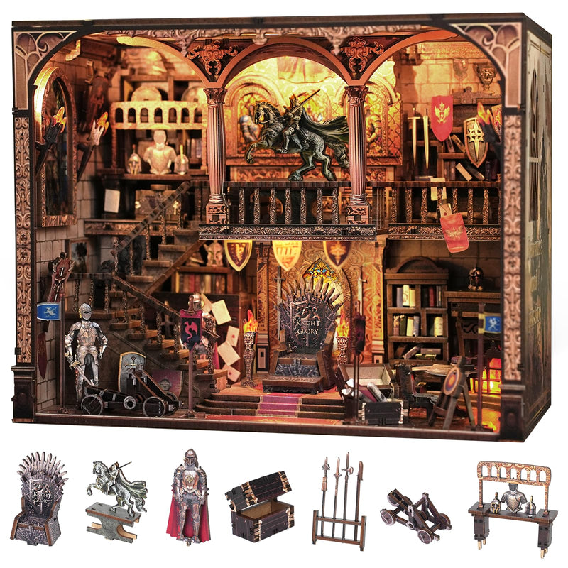 NookMaster Miniature Book Nook Kit - DIY Tiny House with LED Light and Type-C PortIdeal Craft Gift for Adults & TeensBeautiful Bookshelf Décor for All Occasions