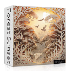 Forest Sunset Puzzles for Adults 1000 Pieces Difficult Challenge Tree of Life Jigsaw Puzzles Autostereoscopy River Scene Paper Art Puzzles as Wall Decor