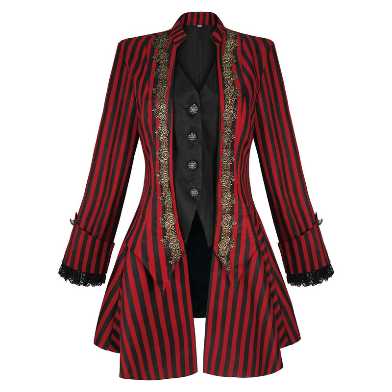 IWQBQ Womens pirate jacket Steampunk Victorian tuxedo Gothic Renaissance medieval coat(Z2895RD M)