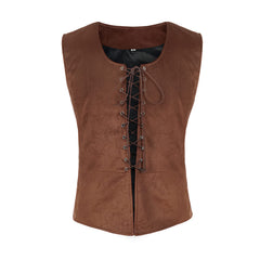 lifpoivake Mens Gothic Tank Top Renaissance Steampunk Lace-up Vintage Tank Top Victoria(M2022050Brown)