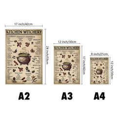 Kitchen Witchery Poster, Wall Art Print A4 A3 A2