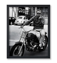 Poster Master McQueen Poster - McQueen on Motorcycle Print - Middle Finger Art - Celebrity Art - Black and White Art - Photography Art - Fashion Art - Bedroom or Office Decor - 8x10 UNFRAMED Wall Art
