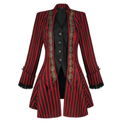 IWQBQ Womens pirate jacket Steampunk Victorian tuxedo Gothic Renaissance medieval coat(Z2895RD M)