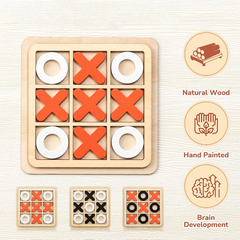 Mini Wooden Tic Tac Toe Game for Kids - Educational Puzzle