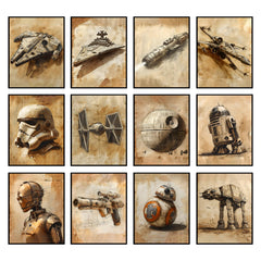 BigWig Prints Star Wars Poster Set - Star Wars Wall Art Star Wars Posters Star Wars Wall Decor Star Wars Art Wall Decor Starwars Poster Star Wars Pictures Wall Decor - Unframed Set of 12 (8x10)